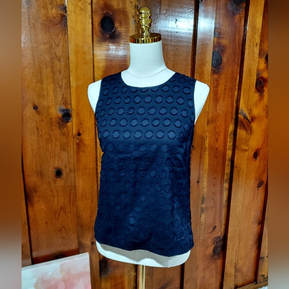 Talbots Navy Circle Sleeveless Blouse